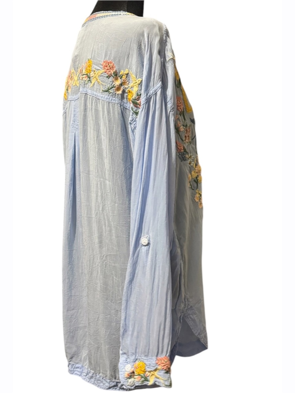 Johnny Was Zinnia Blue Embroidered Floral Tunic Blouse Women’s Small - Picture 5 of 8